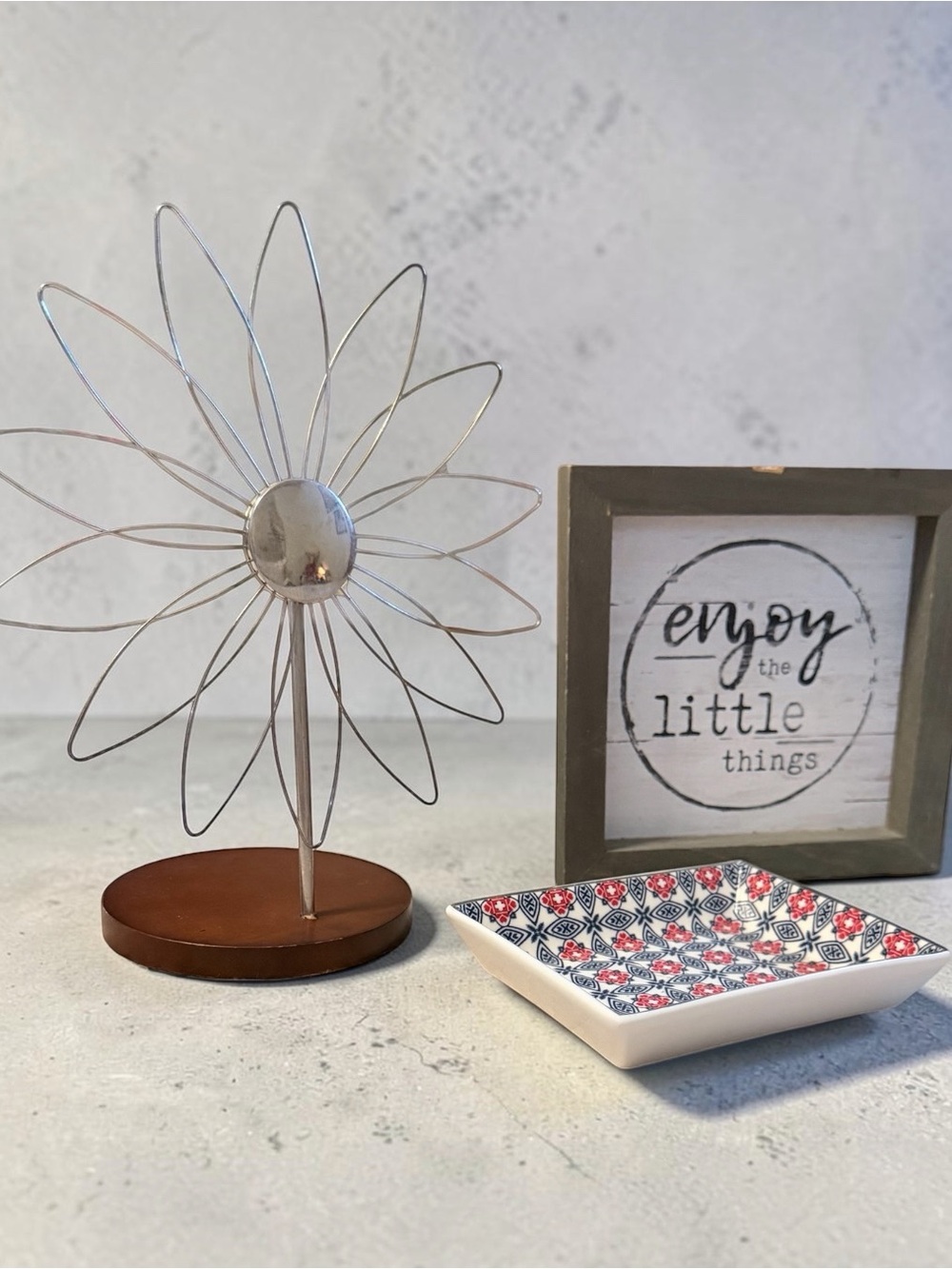 ๐ธJ.Crew Trinket Dish-Loft Wood/Wire Flower Stand-PG Dunn Wooden Art